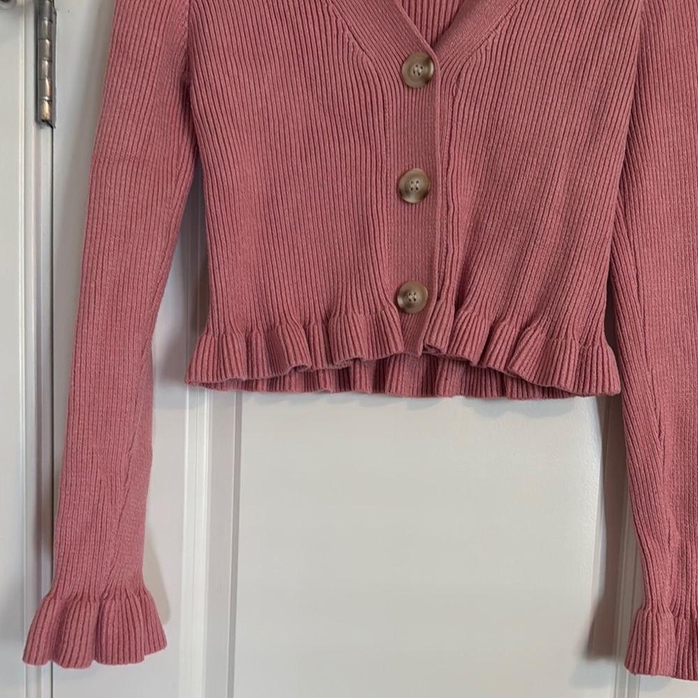 Lulu's Soft Pink Ruffle Cardigan - Picture 3 of 4